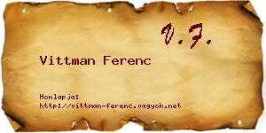 Vittman Ferenc névjegykártya